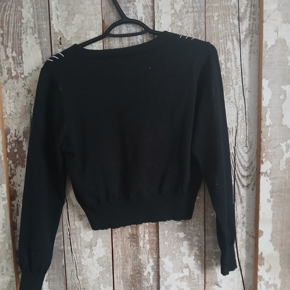 SHEIN Black Cardigan with White Spider Web Design - Picture 2 of 2